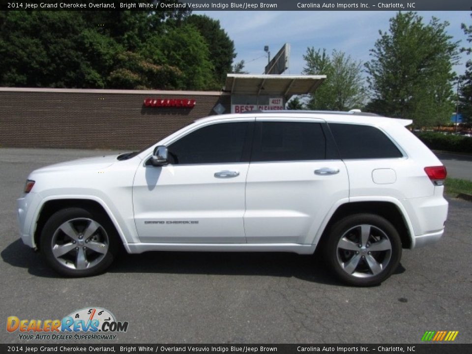 2014 Jeep Grand Cherokee Overland Bright White / Overland Vesuvio Indigo Blue/Jeep Brown Photo #7