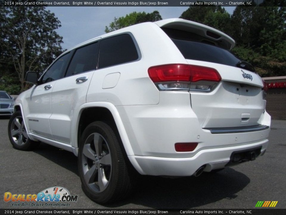 2014 Jeep Grand Cherokee Overland Bright White / Overland Vesuvio Indigo Blue/Jeep Brown Photo #8