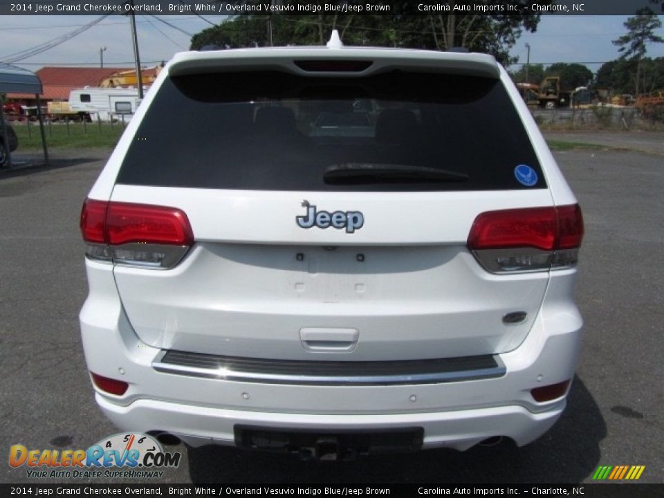 2014 Jeep Grand Cherokee Overland Bright White / Overland Vesuvio Indigo Blue/Jeep Brown Photo #9