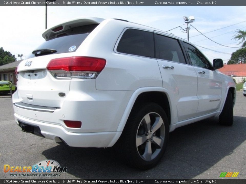 2014 Jeep Grand Cherokee Overland Bright White / Overland Vesuvio Indigo Blue/Jeep Brown Photo #10