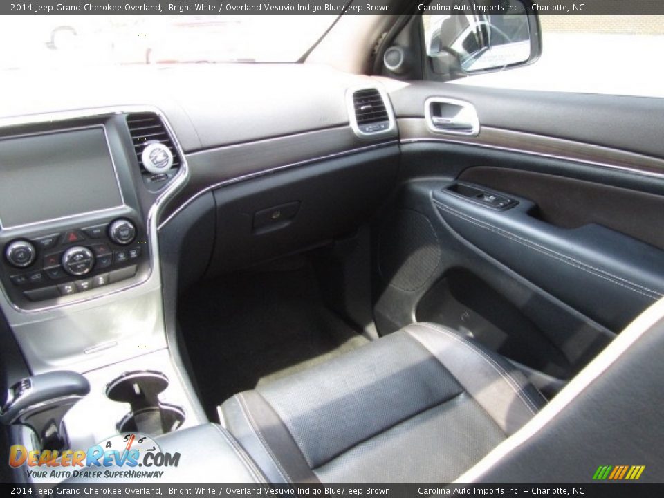 2014 Jeep Grand Cherokee Overland Bright White / Overland Vesuvio Indigo Blue/Jeep Brown Photo #14