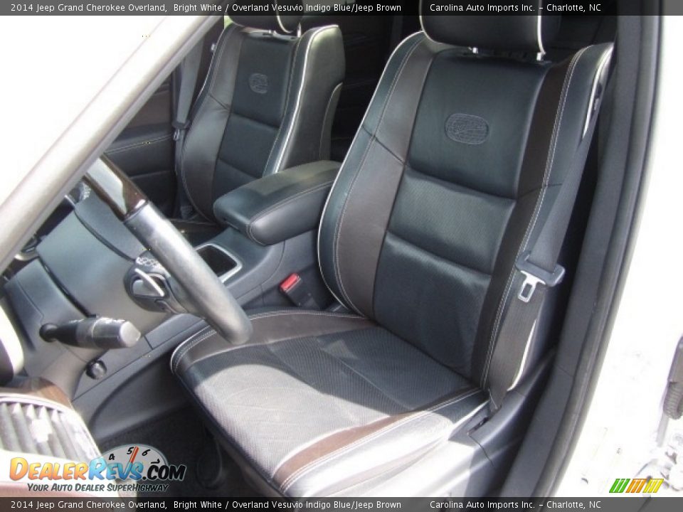 2014 Jeep Grand Cherokee Overland Bright White / Overland Vesuvio Indigo Blue/Jeep Brown Photo #18