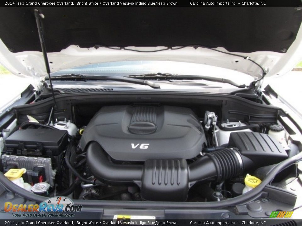 2014 Jeep Grand Cherokee Overland Bright White / Overland Vesuvio Indigo Blue/Jeep Brown Photo #25