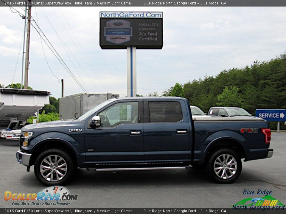 2016 Ford F150 Lariat SuperCrew 4x4 Blue Jeans / Medium Light Camel Photo #2