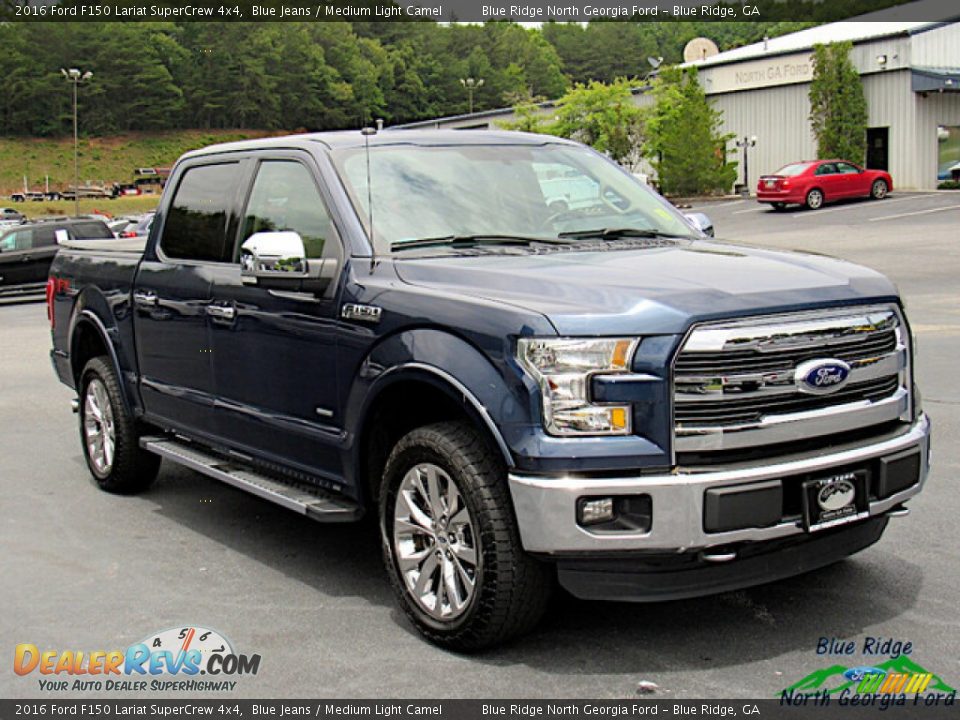 2016 Ford F150 Lariat SuperCrew 4x4 Blue Jeans / Medium Light Camel Photo #7