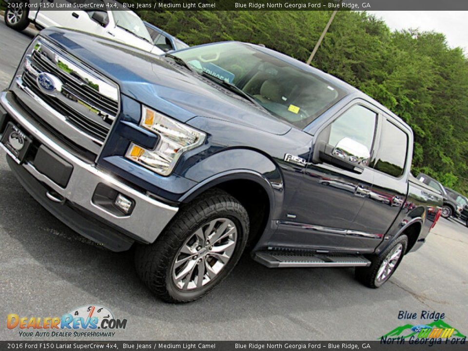 2016 Ford F150 Lariat SuperCrew 4x4 Blue Jeans / Medium Light Camel Photo #27