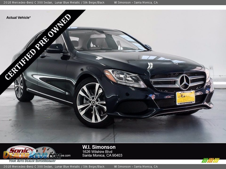 2018 Mercedes-Benz C 300 Sedan Lunar Blue Metallic / Silk Beige/Black Photo #1