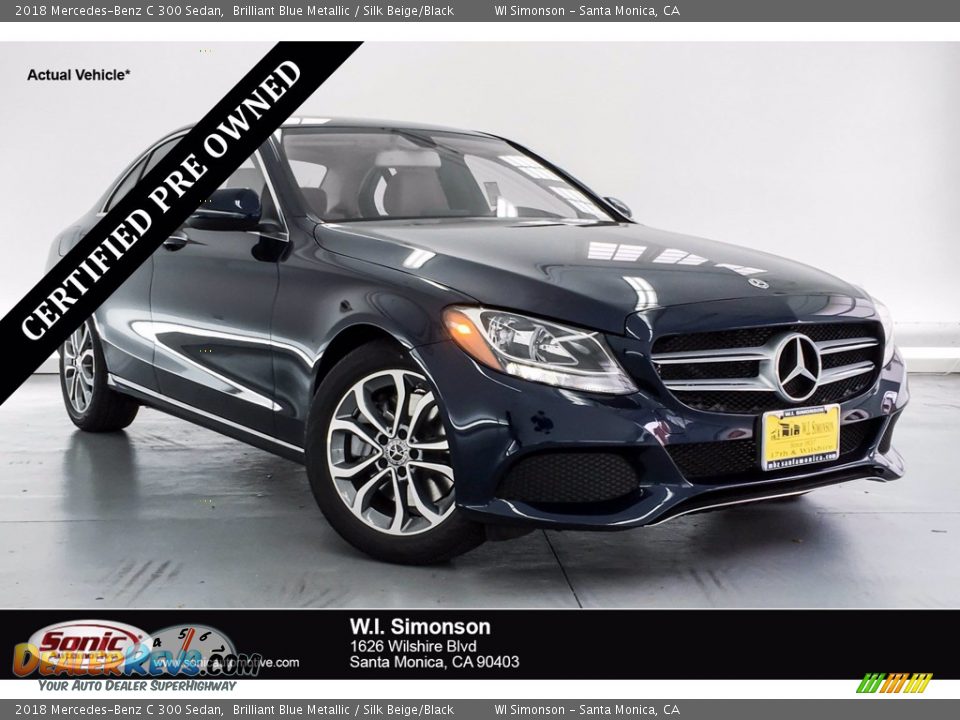 2018 Mercedes-Benz C 300 Sedan Brilliant Blue Metallic / Silk Beige/Black Photo #1