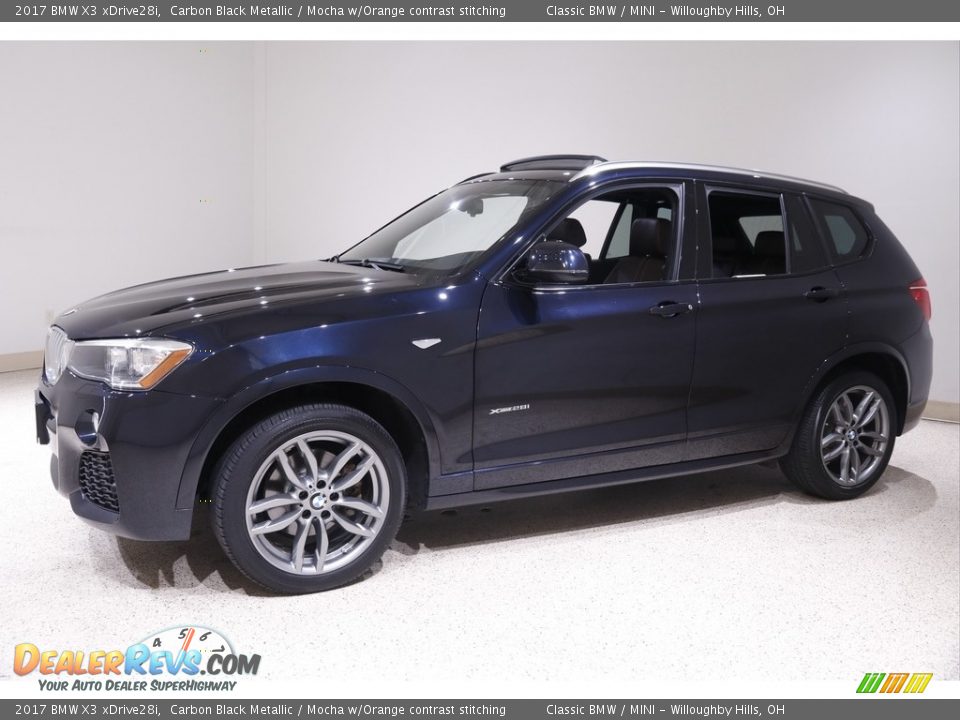 2017 BMW X3 xDrive28i Carbon Black Metallic / Mocha w/Orange contrast stitching Photo #3