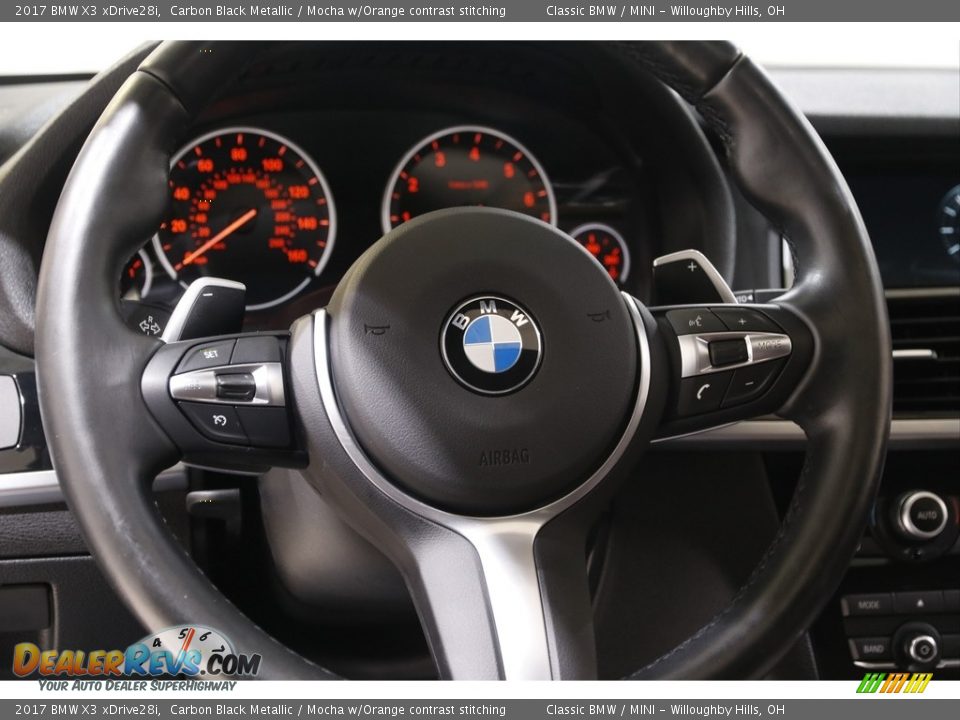 2017 BMW X3 xDrive28i Carbon Black Metallic / Mocha w/Orange contrast stitching Photo #7