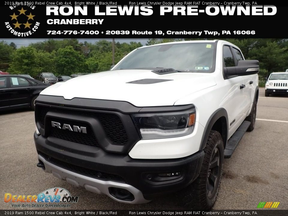 2019 Ram 1500 Rebel Crew Cab 4x4 Bright White / Black/Red Photo #1