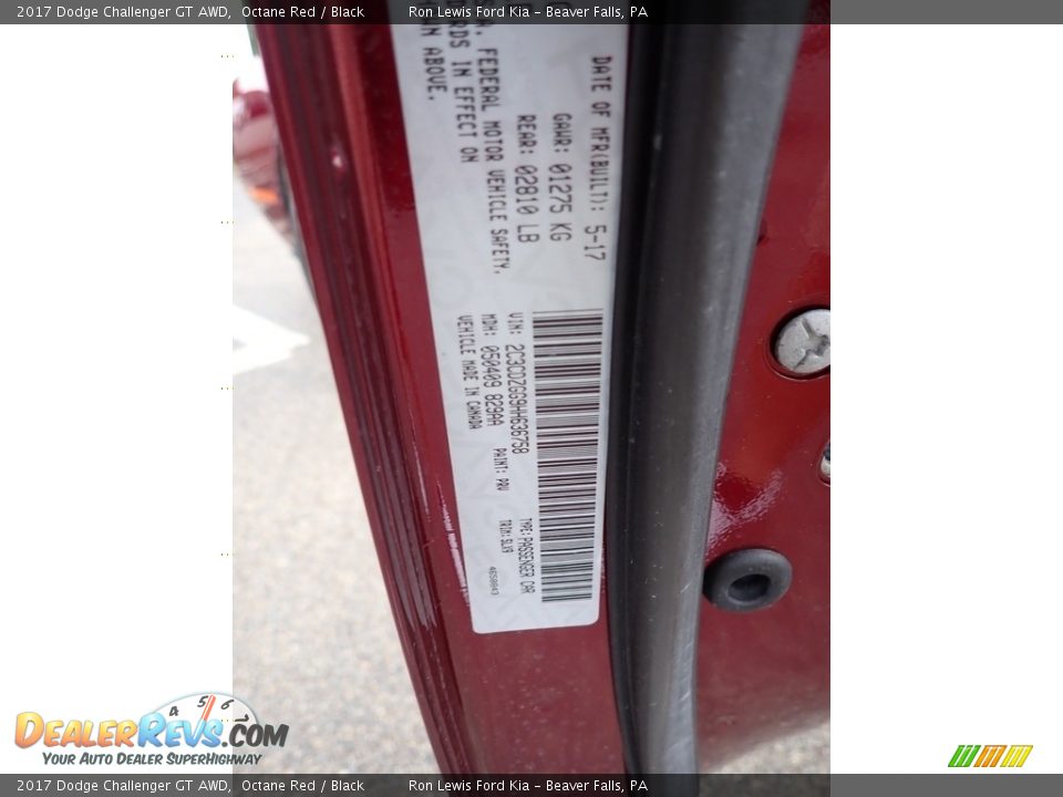 2017 Dodge Challenger GT AWD Octane Red / Black Photo #17