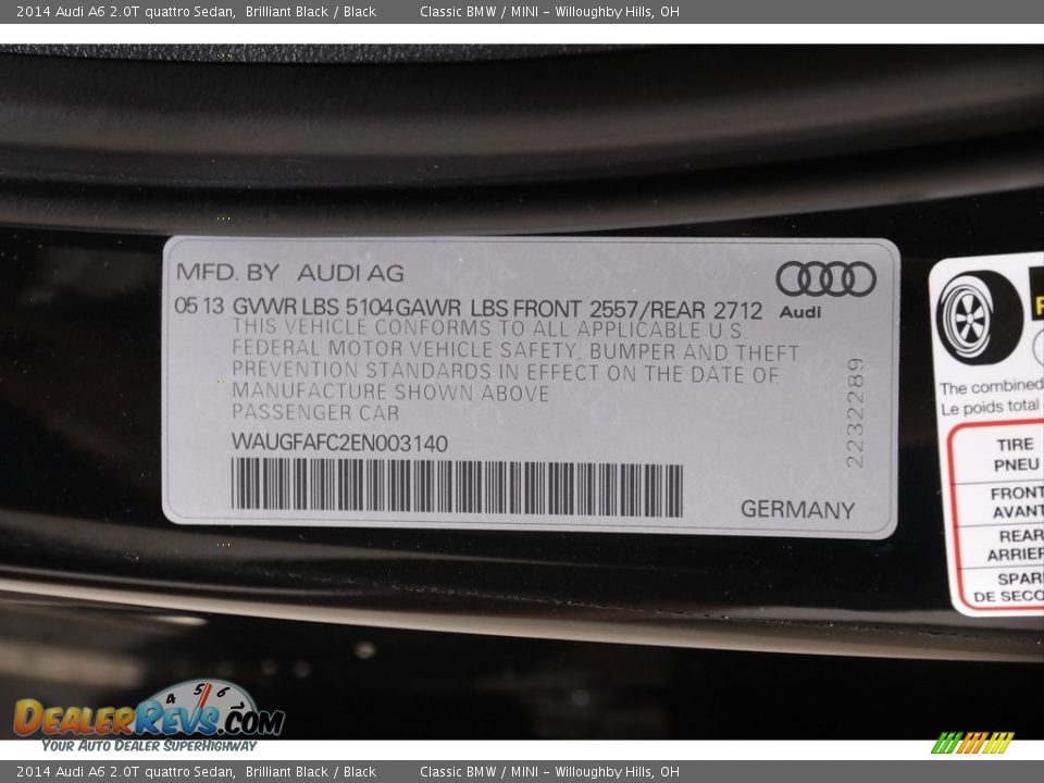 2014 Audi A6 2.0T quattro Sedan Brilliant Black / Black Photo #24