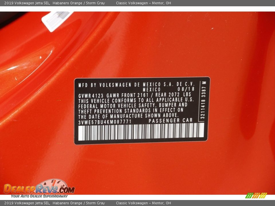 2019 Volkswagen Jetta SEL Habanero Orange / Storm Gray Photo #19