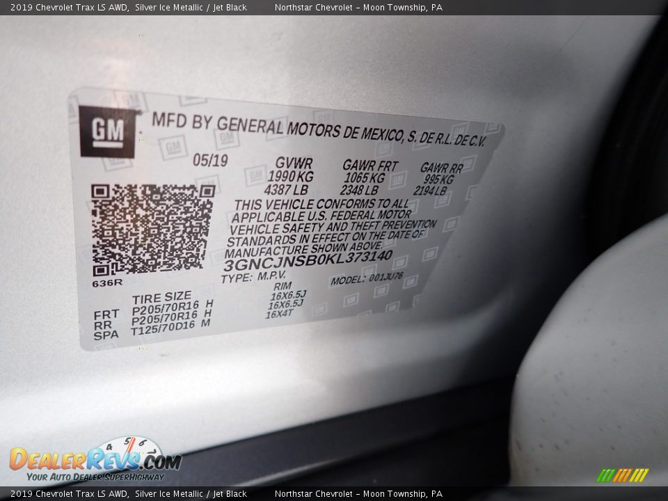 2019 Chevrolet Trax LS AWD Silver Ice Metallic / Jet Black Photo #28