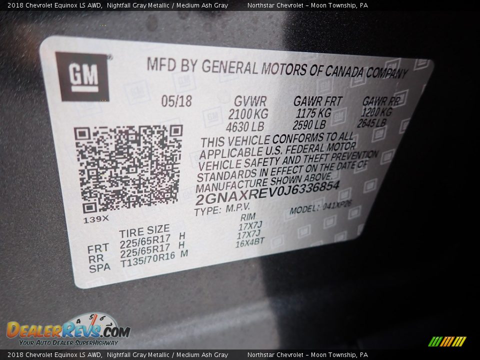 2018 Chevrolet Equinox LS AWD Nightfall Gray Metallic / Medium Ash Gray Photo #28