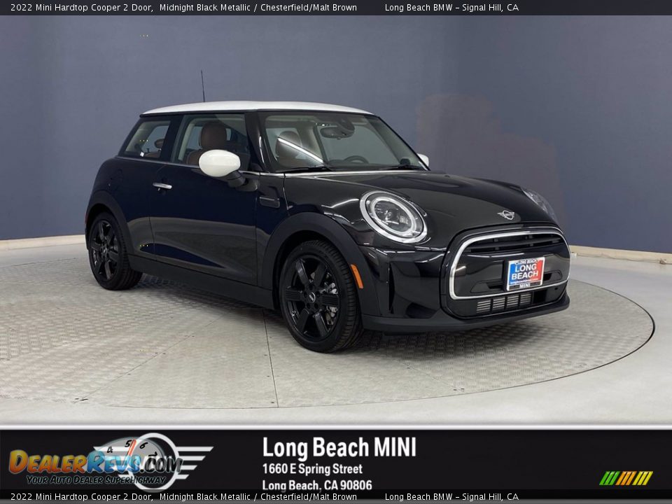 2022 Mini Hardtop Cooper 2 Door Midnight Black Metallic / Chesterfield/Malt Brown Photo #1