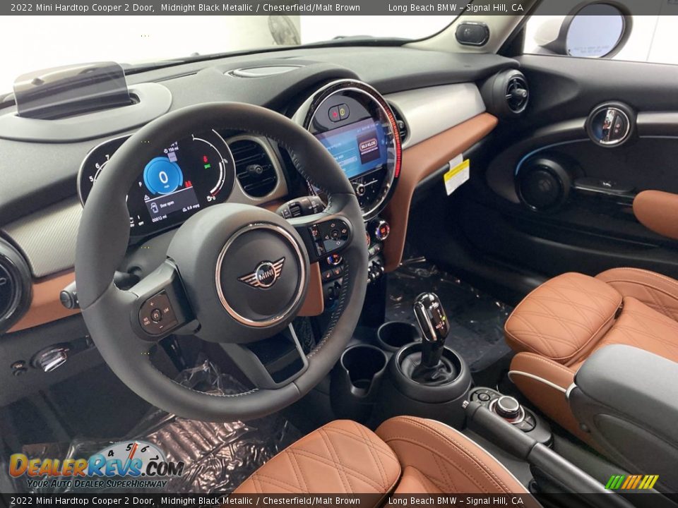 2022 Mini Hardtop Cooper 2 Door Midnight Black Metallic / Chesterfield/Malt Brown Photo #12