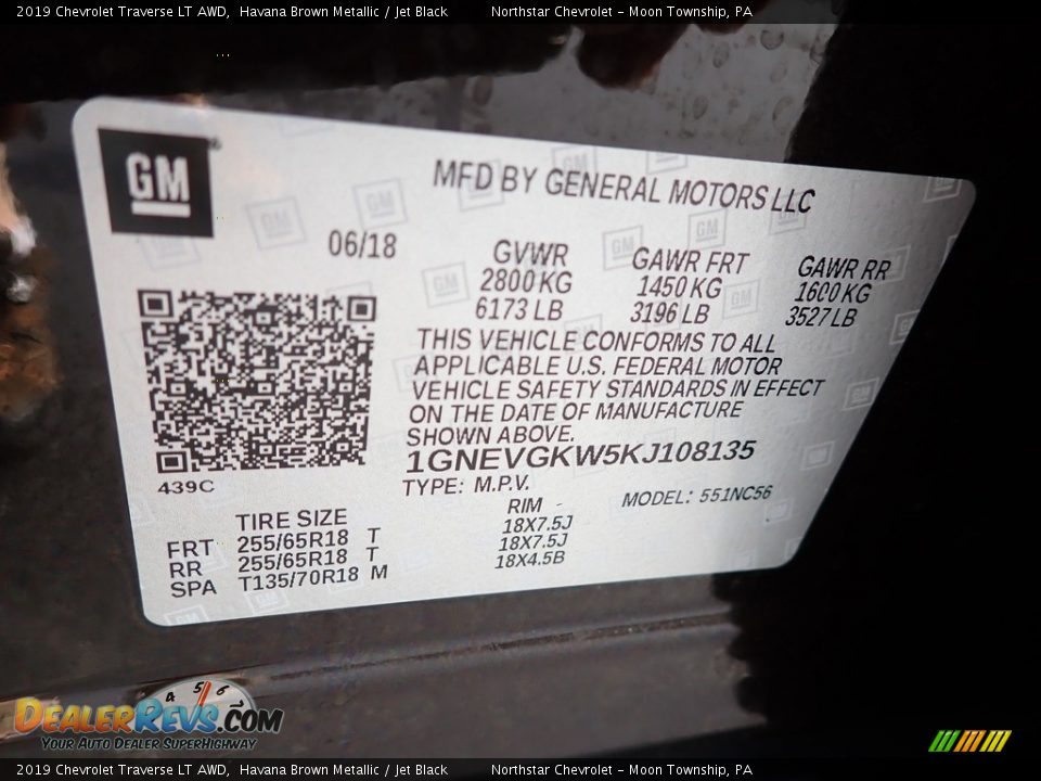 2019 Chevrolet Traverse LT AWD Havana Brown Metallic / Jet Black Photo #28