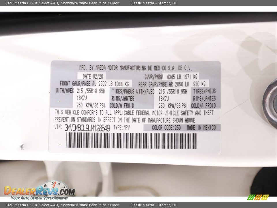 2020 Mazda CX-30 Select AWD Snowflake White Pearl Mica / Black Photo #18