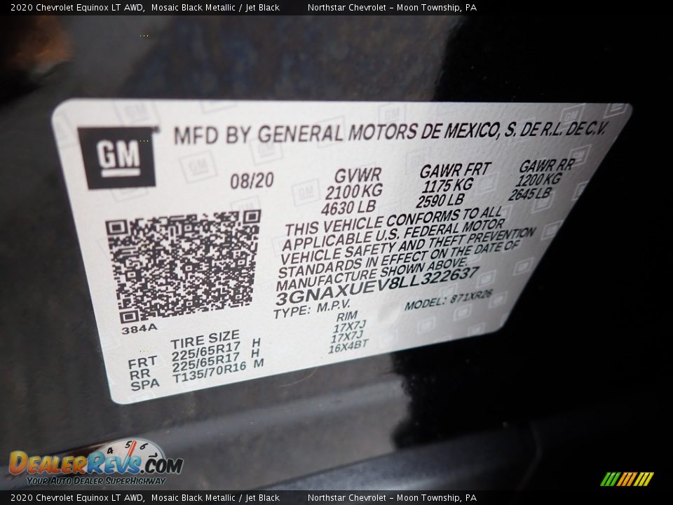 2020 Chevrolet Equinox LT AWD Mosaic Black Metallic / Jet Black Photo #28
