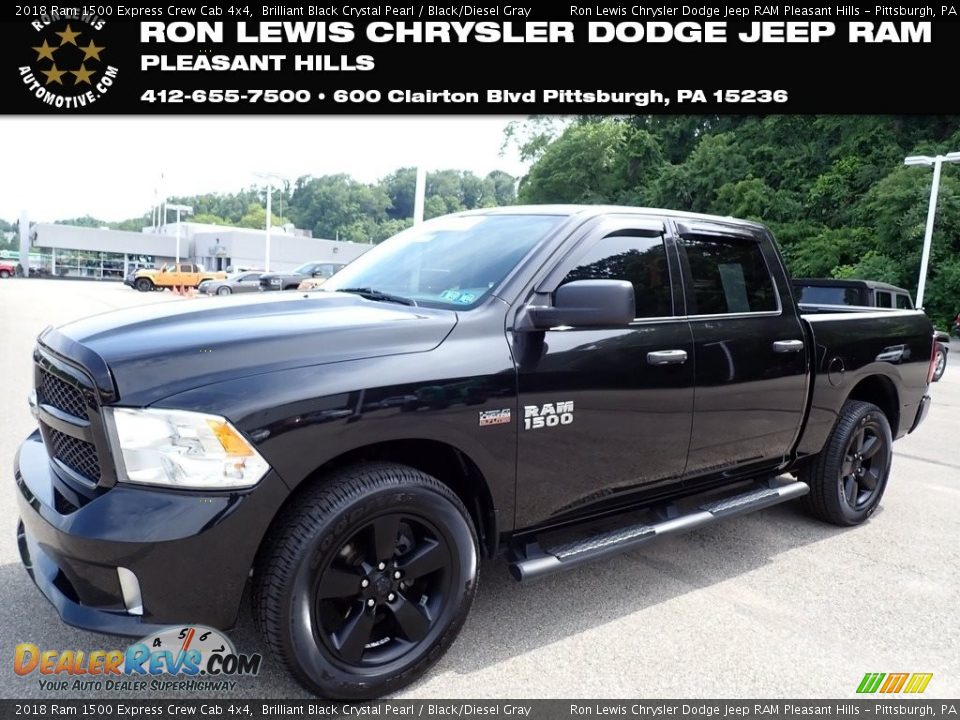 2018 Ram 1500 Express Crew Cab 4x4 Brilliant Black Crystal Pearl / Black/Diesel Gray Photo #1