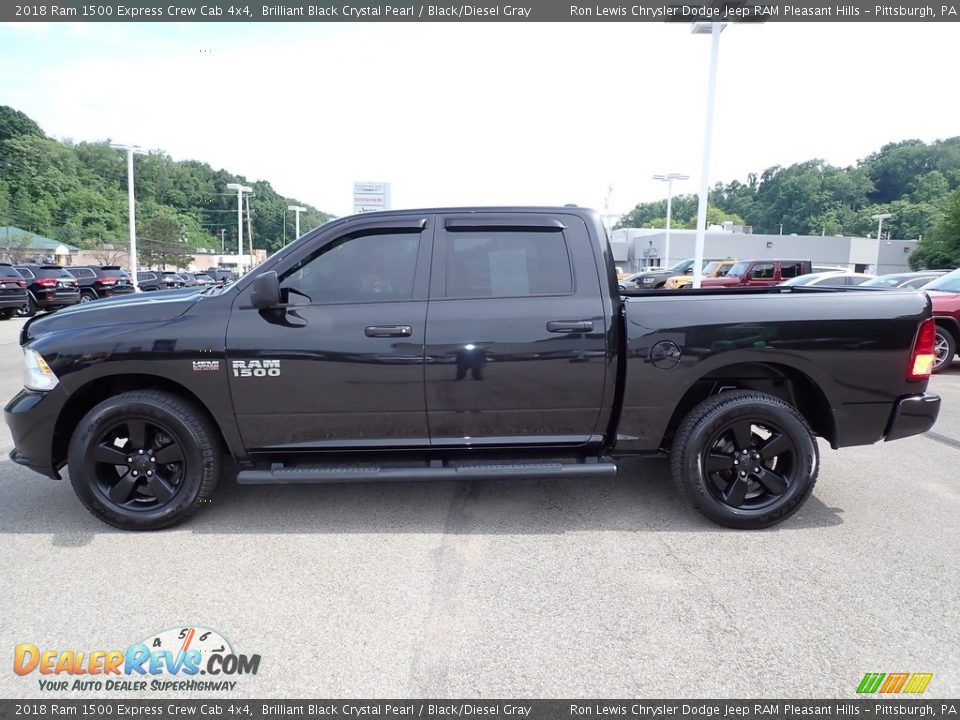 2018 Ram 1500 Express Crew Cab 4x4 Brilliant Black Crystal Pearl / Black/Diesel Gray Photo #2