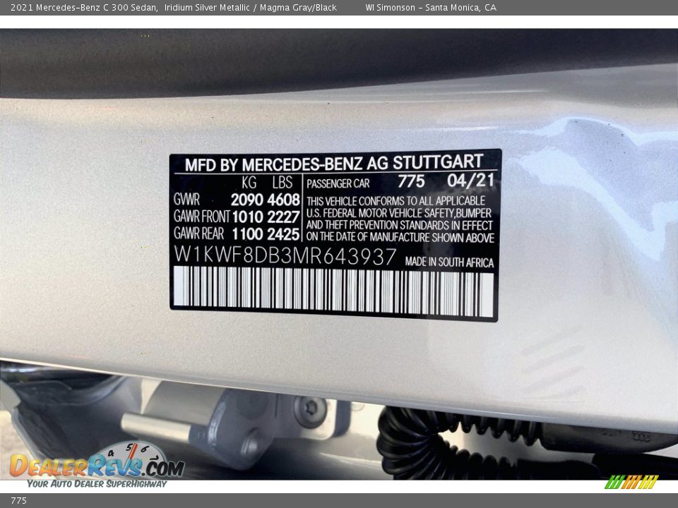 Mercedes-Benz Color Code 775 Iridium Silver Metallic