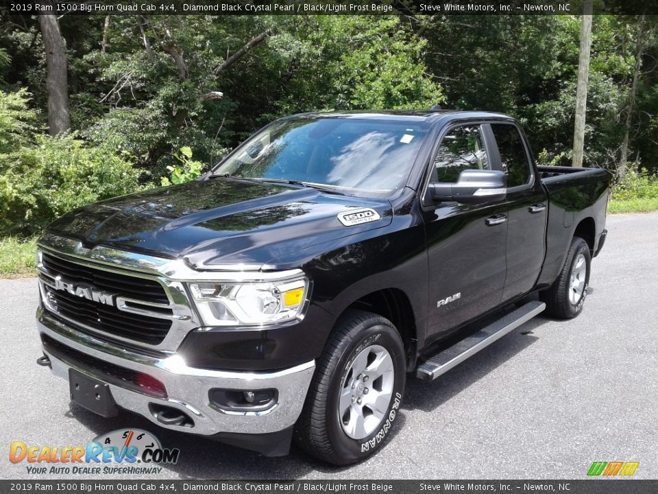 2019 Ram 1500 Big Horn Quad Cab 4x4 Diamond Black Crystal Pearl / Black/Light Frost Beige Photo #3