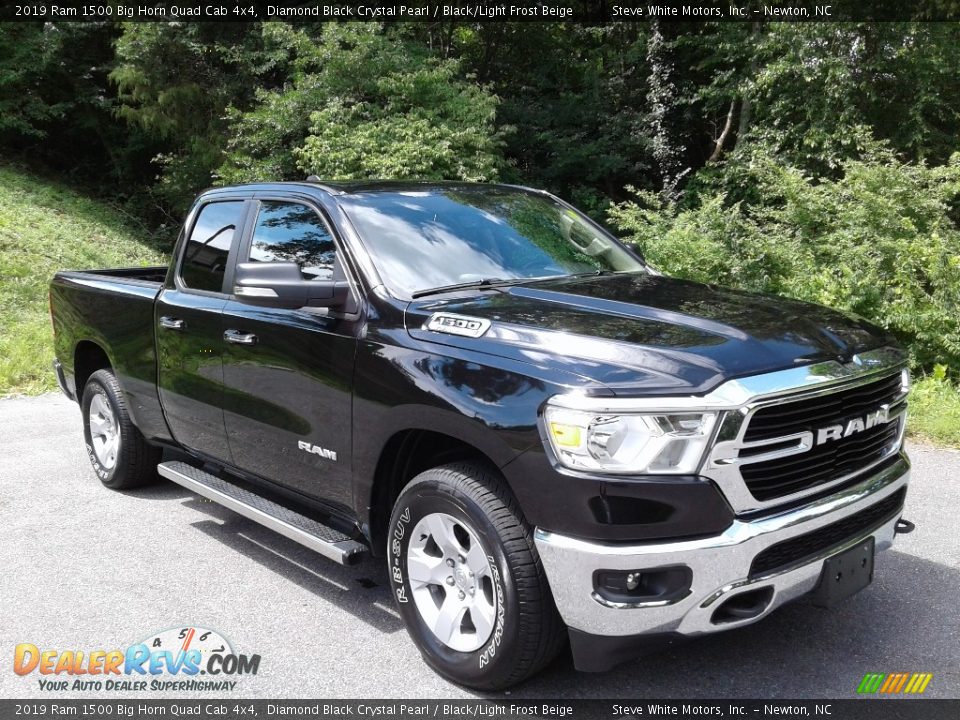 2019 Ram 1500 Big Horn Quad Cab 4x4 Diamond Black Crystal Pearl / Black/Light Frost Beige Photo #5