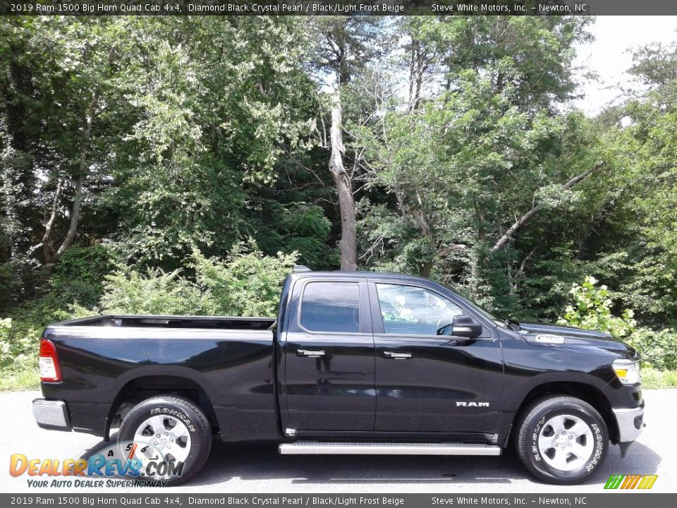 2019 Ram 1500 Big Horn Quad Cab 4x4 Diamond Black Crystal Pearl / Black/Light Frost Beige Photo #6