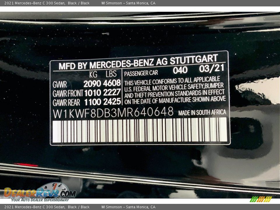 2021 Mercedes-Benz C 300 Sedan Black / Black Photo #11