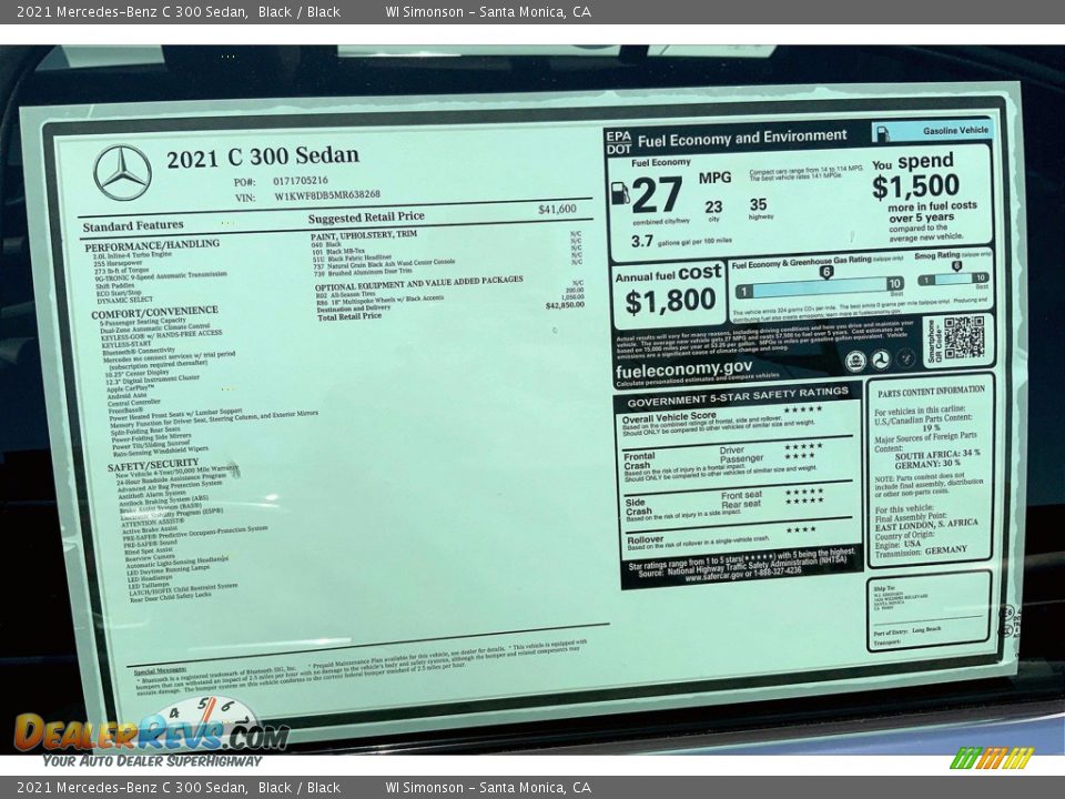 2021 Mercedes-Benz C 300 Sedan Black / Black Photo #12