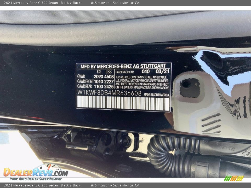 2021 Mercedes-Benz C 300 Sedan Black / Black Photo #13