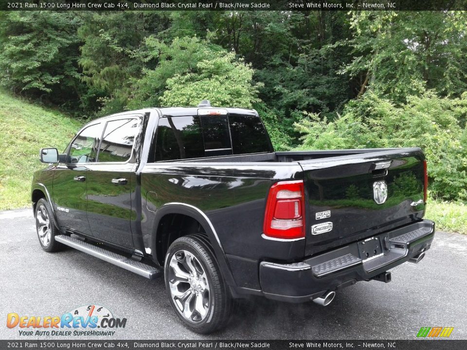 2021 Ram 1500 Long Horn Crew Cab 4x4 Diamond Black Crystal Pearl / Black/New Saddle Photo #9