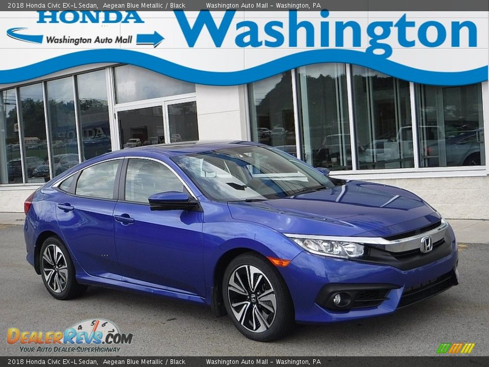 2018 Honda Civic EX-L Sedan Aegean Blue Metallic / Black Photo #1