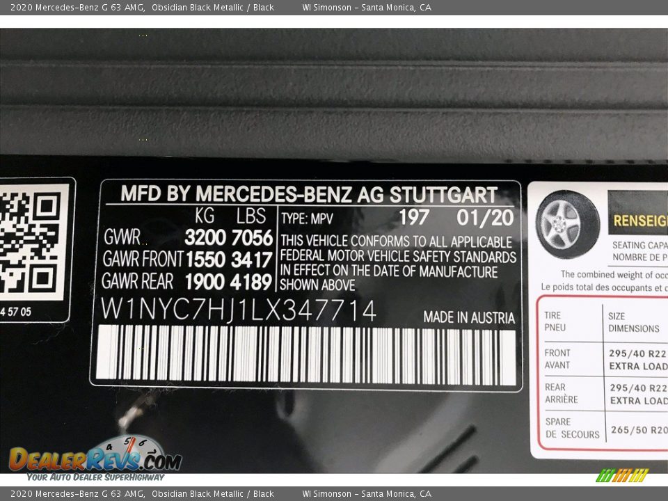 2020 Mercedes-Benz G 63 AMG Obsidian Black Metallic / Black Photo #11