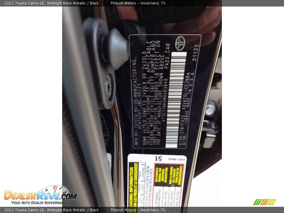 2021 Toyota Camry LE Midnight Black Metallic / Black Photo #25