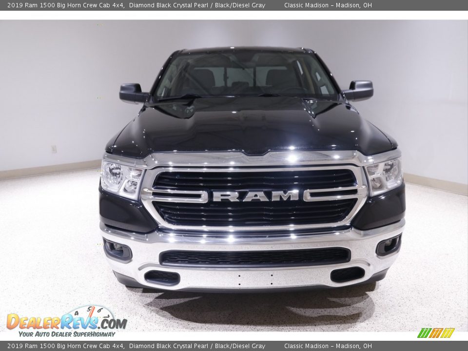 2019 Ram 1500 Big Horn Crew Cab 4x4 Diamond Black Crystal Pearl / Black/Diesel Gray Photo #2