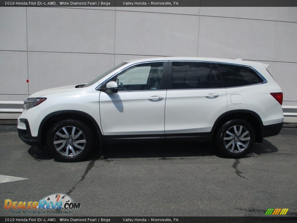 2019 Honda Pilot EX-L AWD White Diamond Pearl / Beige Photo #2
