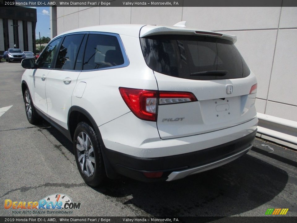 2019 Honda Pilot EX-L AWD White Diamond Pearl / Beige Photo #3