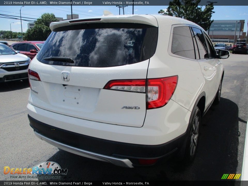 2019 Honda Pilot EX-L AWD White Diamond Pearl / Beige Photo #5