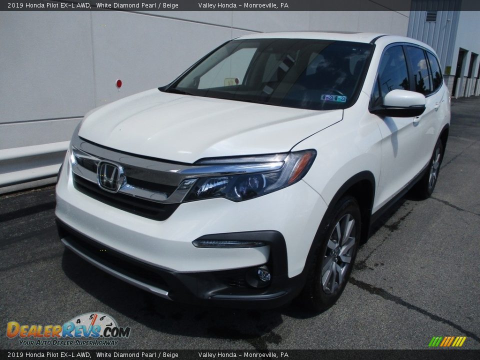 2019 Honda Pilot EX-L AWD White Diamond Pearl / Beige Photo #9