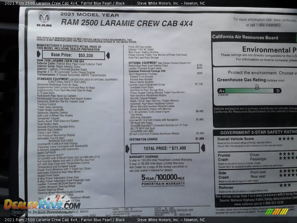2021 Ram 2500 Laramie Crew Cab 4x4 Patriot Blue Pearl / Black Photo #33