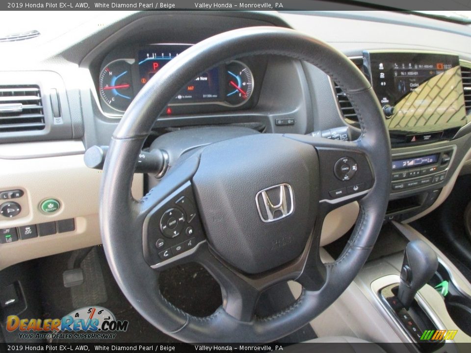 2019 Honda Pilot EX-L AWD White Diamond Pearl / Beige Photo #14