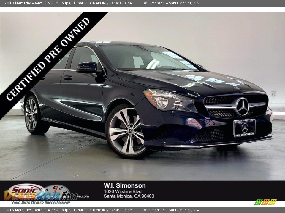 2018 Mercedes-Benz CLA 250 Coupe Lunar Blue Metallic / Sahara Beige Photo #1
