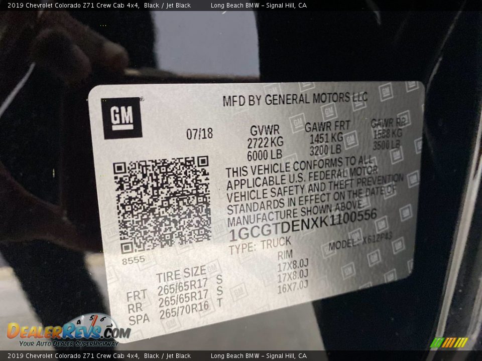 2019 Chevrolet Colorado Z71 Crew Cab 4x4 Black / Jet Black Photo #34