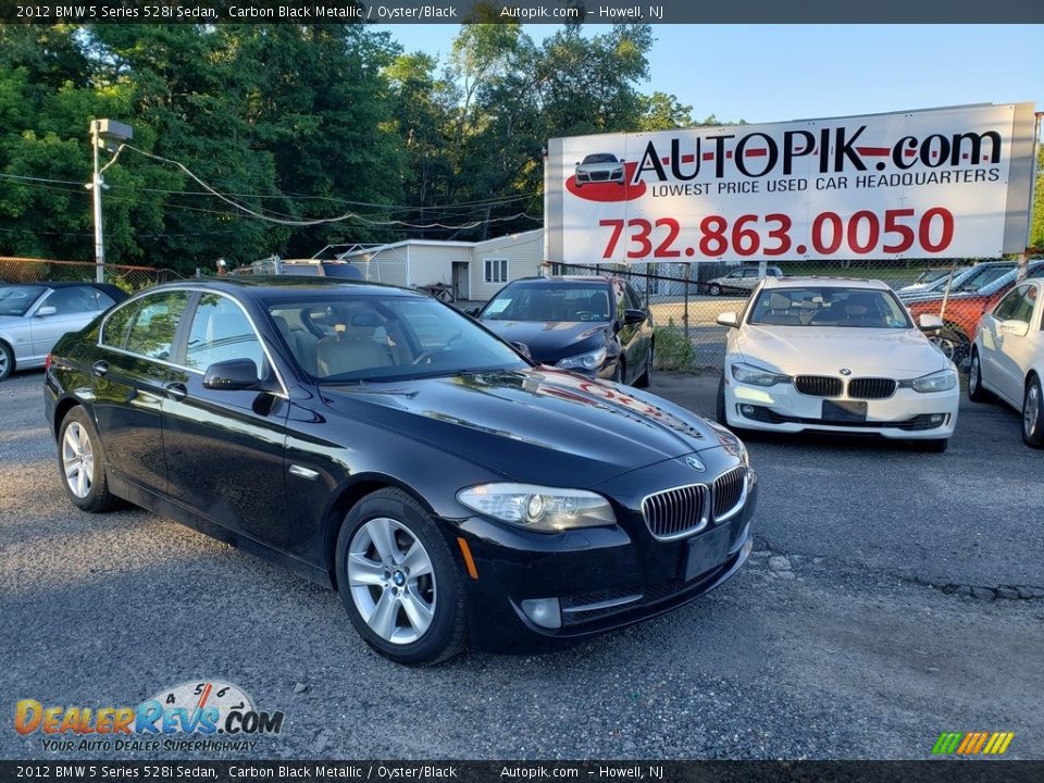 2012 BMW 5 Series 528i Sedan Carbon Black Metallic / Oyster/Black Photo #1