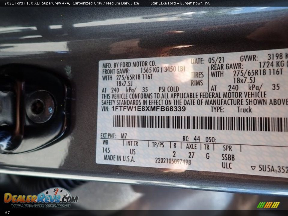 Ford Color Code M7 Carbonized Gray