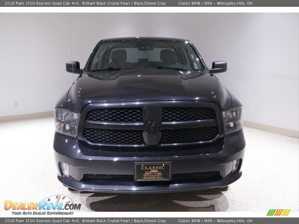 2018 Ram 1500 Express Quad Cab 4x4 Brilliant Black Crystal Pearl / Black/Diesel Gray Photo #2